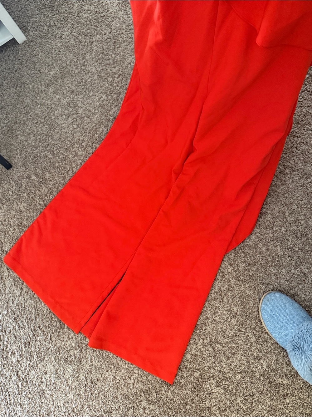 Laundry By Shelli Segal Red Ruffle V-Neck Sleeveless Jumpsuit ORANGE - Picture 4 of 4